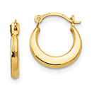 Small Polished Hoop Earrings, 14K Yellow Gold