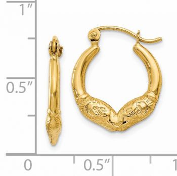 Small 14K Gold Ram Hoop Earrings 3