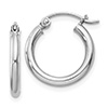 2mm Round Hoop Earrings in Sterling Silver