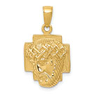 Christ's Passion 10K Gold Jesus Head Cross Medallion Pendant