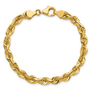 6mm Rope Bracelet, 14K Solid Gold 3