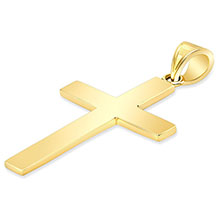 Large 14K Solid Gold Men's Plain Polished Cross Pendant