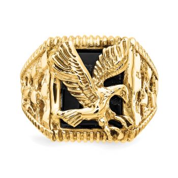 14K Gold Men's Onyx Eagle Ring 2