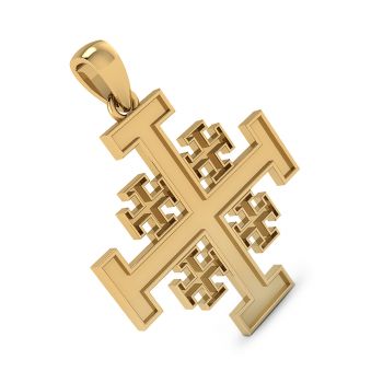 Handmade Jerusalem Cross Pendant in 14K Solid Gold 5