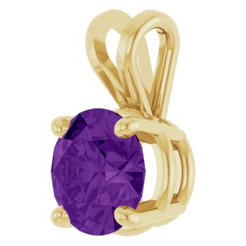 1 Carat Purple Amethyst Solitaire Pendant in 14K Gold 2