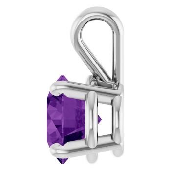 14K White Gold 1 Carat Amethyst Basket Solitaire Pendant 3