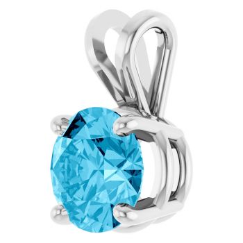 14K White Gold 1 Carat Aquamarine Solitaire Pendant 2