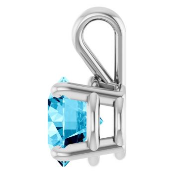 14K White Gold 1 Carat Aquamarine Solitaire Pendant 3