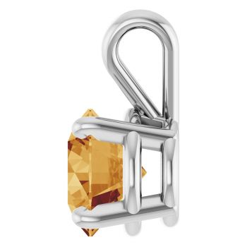 1 Carat Citrine Solitaire Pendant in 14K White Gold 3