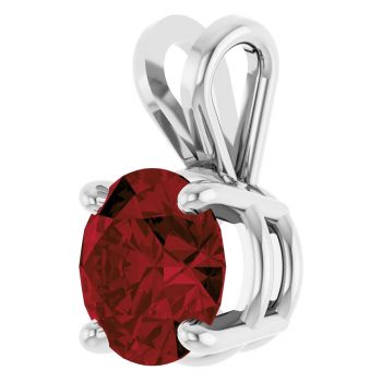 14K White Gold 1 Carat Garnet Basket Solitaire Pendant 2