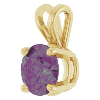 14K Gold 1 Carat Lab-Grown Alexandrite Solitaire Pendant 2