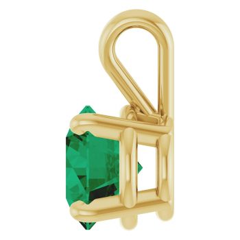 14K Gold 1 Carat Lab-Grown Emerald Solitaire Pendant 3