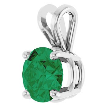 1 Carat Lab-Grown Emerald Solitaire Pendant in 14K White Gold 2