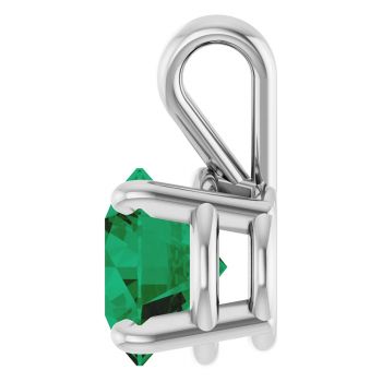 1 Carat Lab-Grown Emerald Solitaire Pendant in 14K White Gold 3