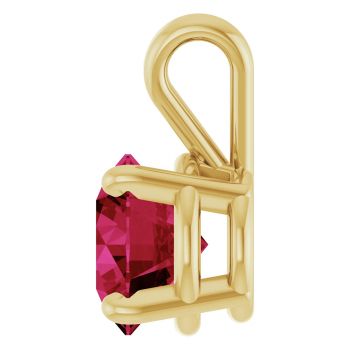 14K Gold 1 Carat Lab-Grown Ruby Solitaire Pendant 3