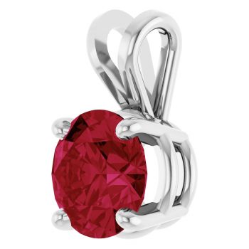 1 Carat Lab-Grown Ruby Solitaire Pendant in 14K White Gold 2