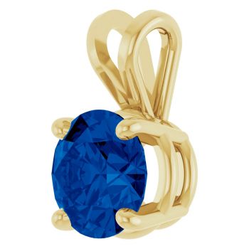 1 Carat Lab-Grown Sapphire Solitaire Pendant in 14K Gold 2