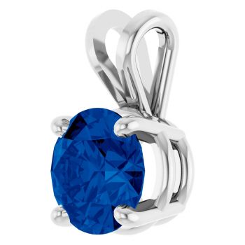 1 Carat Lab-Grown Sapphire Solitaire Pendant in Platinum 2
