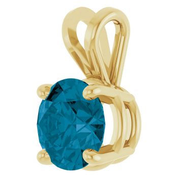 1 Carat London Blue Topaz Solitaire Pendant in 14K Gold 2