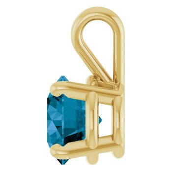 1 Carat London Blue Topaz Solitaire Pendant in 14K Gold 3