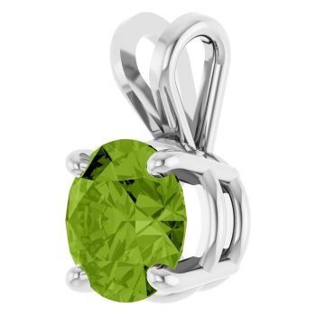 1 Carat Peridot Solitaire Pendant in 14K White Gold 2