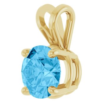 14K Gold 1 Carat Swiss Blue Topaz Solitaire Pendant 2