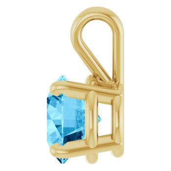 14K Gold 1 Carat Swiss Blue Topaz Solitaire Pendant 3