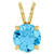 14K Gold 1 Carat Swiss Blue Topaz Solitaire Pendant