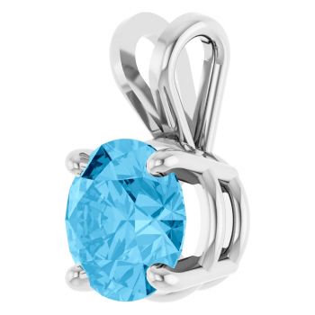 1 Carat Swiss Blue Topaz Solitaire Pendant in 14K White Gold 2