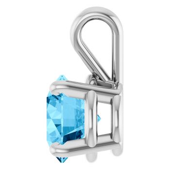 1 Carat Swiss Blue Topaz Solitaire Pendant in 14K White Gold 3