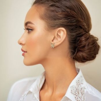 14K Gold Two-Tone Butterfly Post Earrings 4