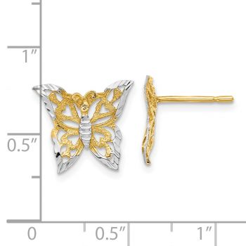 14K Gold Two-Tone Butterfly Post Earrings 2