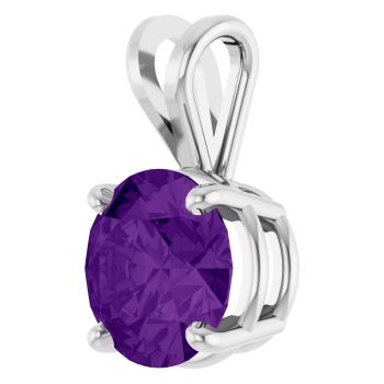14K White Gold 2 Carat Amethyst Basket Solitaire Pendant 2