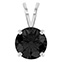 2 Carat Black Diamond Solitaire Pendant in 14K White Gold