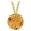 14K Gold 2 Carat Round Citrine Solitaire Pendant