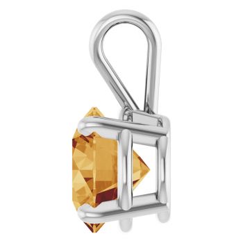 14K White Gold 2 Carat Citrine Solitaire Pendant 3