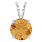14K White Gold 2 Carat Citrine Solitaire Pendant