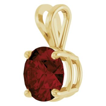 14K Gold 2 Carat Garnet Solitaire Pendant 2