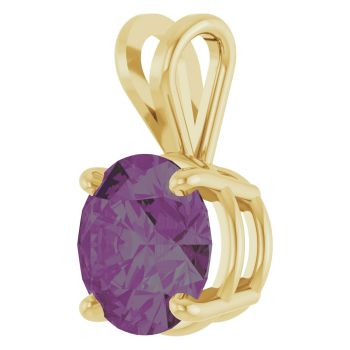 14K Gold 2 Carat Lab-Grown Alexandrite Solitaire Pendant 2