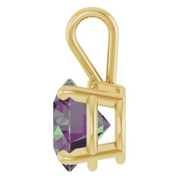 14K Gold 2 Carat Lab-Grown Alexandrite Solitaire Pendant 3