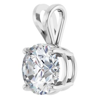 14K White Gold 2 Carat Lab-Grown Diamond Solitaire Pendant 2