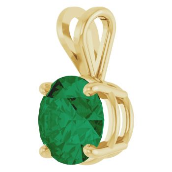 2 Carat Lab-Grown Emerald Solitaire Pendant in 14K Gold 2