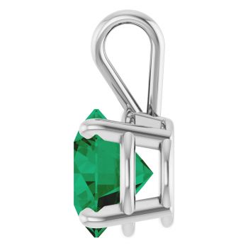 14K White Gold 2 Carat Lab-Grown Emerald Solitaire Pendant 3