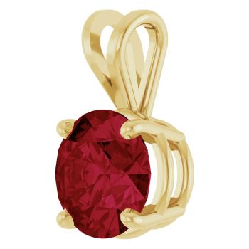 14K Gold 2 Carat Lab-Grown Ruby Solitaire Pendant 2