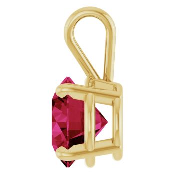 14K Gold 2 Carat Lab-Grown Ruby Solitaire Pendant 3