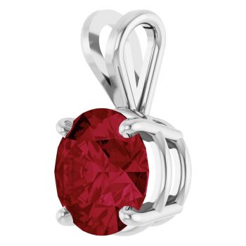 2 Carat Lab-Grown Ruby Solitaire Pendant in 14K White Gold 2