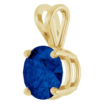 2 Carat Lab-Grown Sapphire Solitaire Pendant in 14K Gold 2