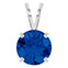 14K White Gold 2 Carat Lab-Grown Sapphire Solitaire Pendant