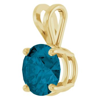 2 Carat London Blue Topaz Solitaire Pendant in 14K Gold 2