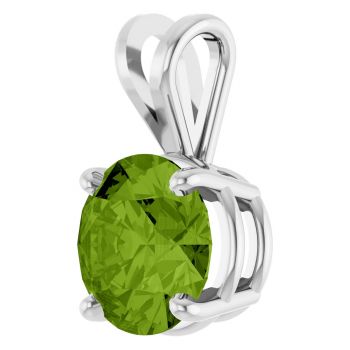 14K White Gold 2 Carat Peridot Solitaire Pendant 2